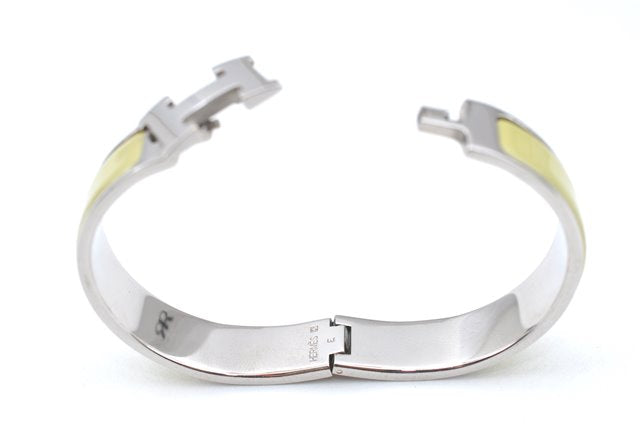 Authentic HERMES Bangle ClicH Silver Yellow J2911