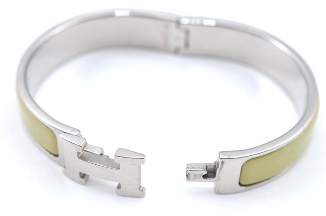 Authentic HERMES Bangle ClicH Silver Yellow J2911