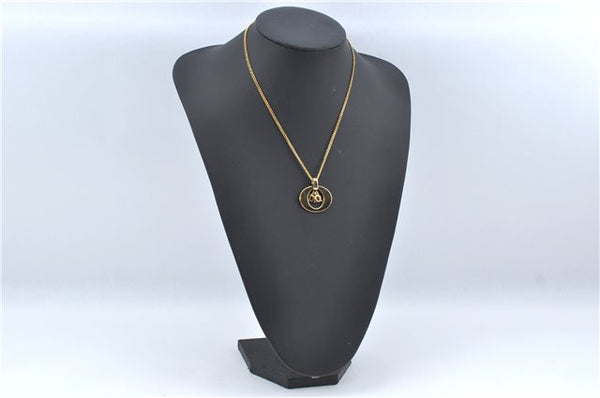 Authentic Christian Dior Gold Tone Chain Pendant Necklace CD J2913