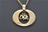 Authentic Christian Dior Gold Tone Chain Pendant Necklace CD J2913