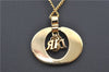 Authentic Christian Dior Gold Tone Chain Pendant Necklace CD J2913