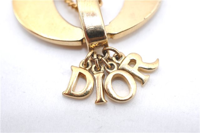 Authentic Christian Dior Gold Tone Chain Pendant Necklace CD J2913