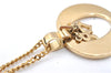 Authentic Christian Dior Gold Tone Chain Pendant Necklace CD J2913