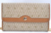 Auth Christian Dior Honeycomb Chain Shoulder Cross Bag PVC Leather Beige J2920