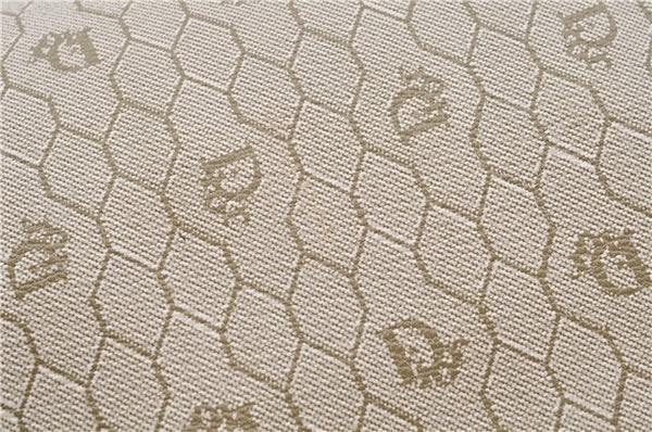 Auth Christian Dior Honeycomb Chain Shoulder Cross Bag PVC Leather Beige J2920