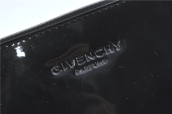 Authentic GIVENCHY Enamel Clutch Hand Bag Pouch Purse Black J2922