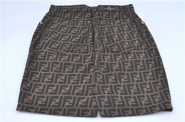 Authentic FENDI Zucca Skirt Canvas USA Size 28 inch Brown Black J2929