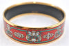 Authentic HERMES Email GM Bangle Bangle Crest and Ribbon Motif Red Gold J2936