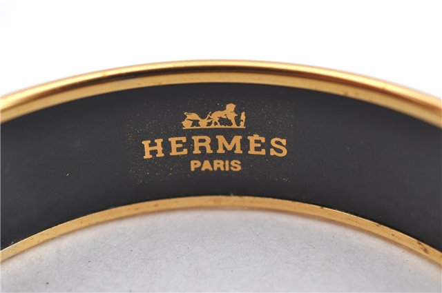 Authentic HERMES Email GM Bangle Bangle Crest and Ribbon Motif Red Gold J2936