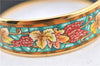 Authentic HERMES Email GM Bangle Grapes Motif Gold Green  J2937