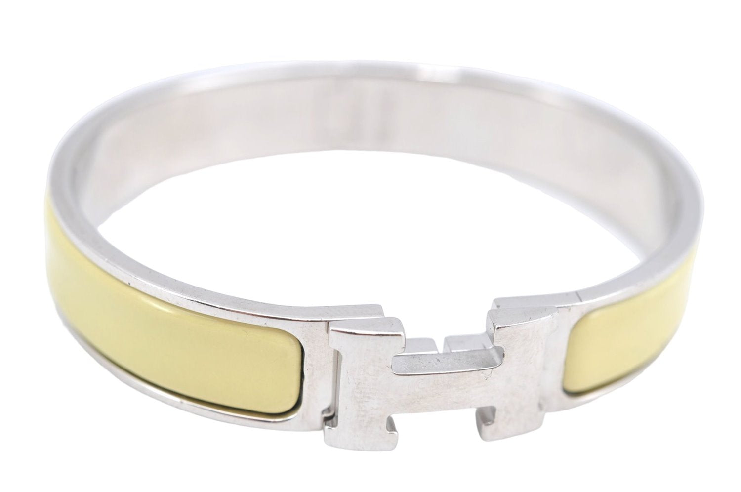 Authentic HERMES Bangle ClicH Silver Yellow J2938