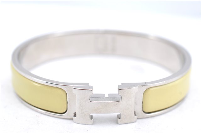 Authentic HERMES Bangle ClicH Silver Yellow J2938