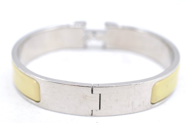 Authentic HERMES Bangle ClicH Silver Yellow J2938