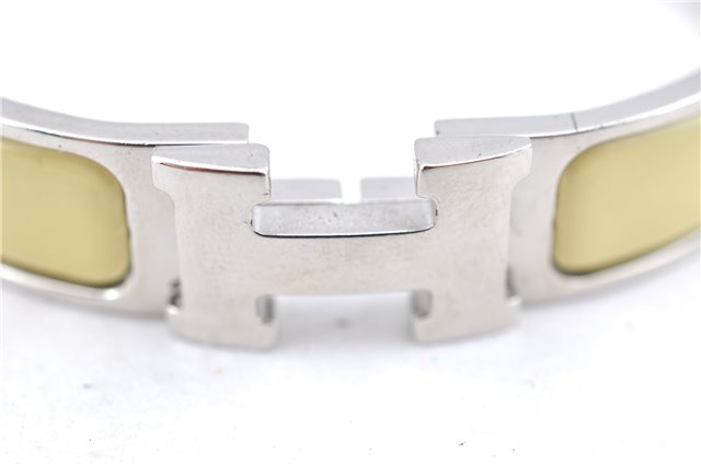 Authentic HERMES Bangle ClicH Silver Yellow J2938