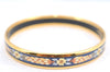 Authentic HERMES Email PM Bangle Flower Motif Gold Navy Blue J2939