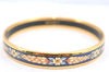 Authentic HERMES Email PM Bangle Flower Motif Gold Navy Blue J2939