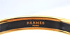 Authentic HERMES Email PM Bangle Flower Motif Gold Navy Blue J2939