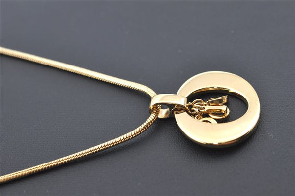 Authentic Christian Dior Gold Tone Chain Pendant Necklace CD J2957