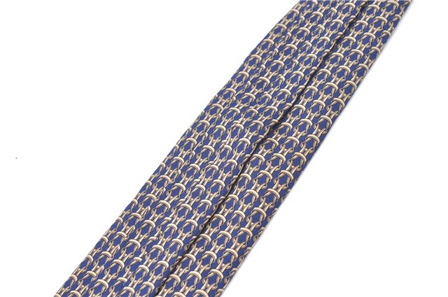 Authentic HERMES Tie Necktie String Pattern Pattern Silk Navy Blue Box J2978