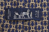 Authentic HERMES Tie Necktie String Pattern Pattern Silk Navy Blue Box J2978