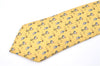 Authentic HERMES Necktie Bird Pattern Silk Yellow Box J2979