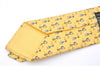 Authentic HERMES Necktie Bird Pattern Silk Yellow Box J2979