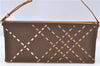 Authentic BURBERRY Vintage Nylon Leather Shoulder Hand Bag Purse Brown J2981