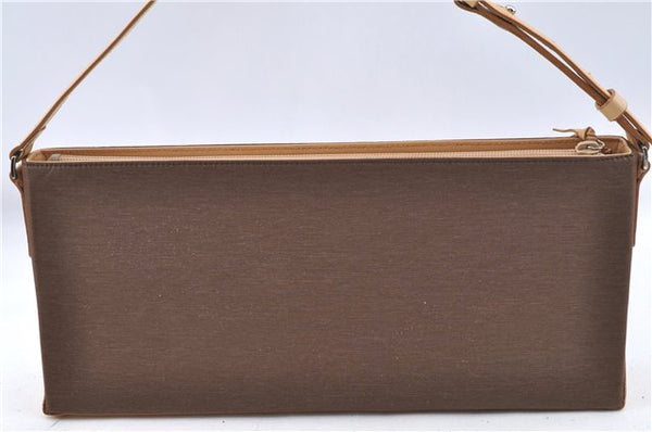 Authentic BURBERRY Vintage Nylon Leather Shoulder Hand Bag Purse Brown J2981