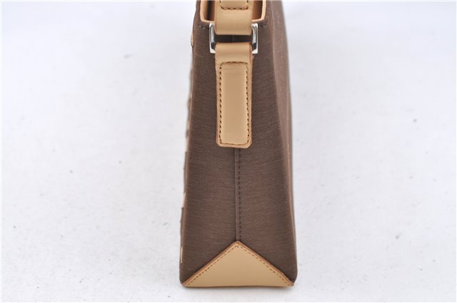Authentic BURBERRY Vintage Nylon Leather Shoulder Hand Bag Purse Brown J2981