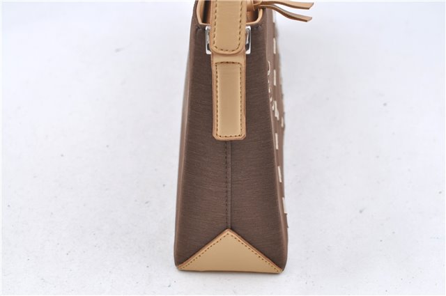 Authentic BURBERRY Vintage Nylon Leather Shoulder Hand Bag Purse Brown J2981