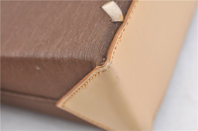 Authentic BURBERRY Vintage Nylon Leather Shoulder Hand Bag Purse Brown J2981
