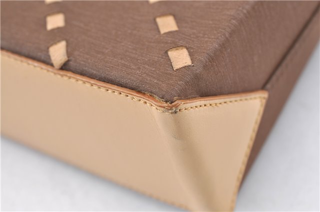 Authentic BURBERRY Vintage Nylon Leather Shoulder Hand Bag Purse Brown J2981