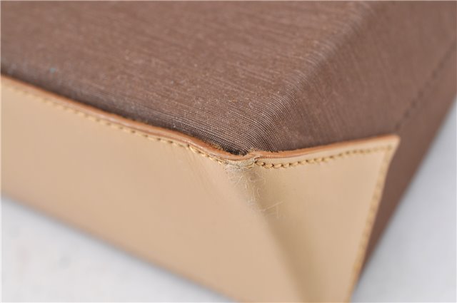 Authentic BURBERRY Vintage Nylon Leather Shoulder Hand Bag Purse Brown J2981