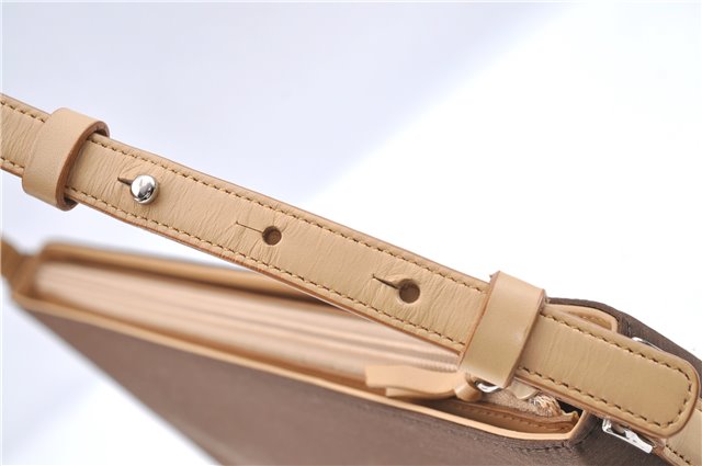Authentic BURBERRY Vintage Nylon Leather Shoulder Hand Bag Purse Brown J2981