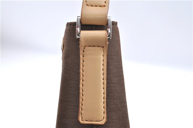 Authentic BURBERRY Vintage Nylon Leather Shoulder Hand Bag Purse Brown J2981