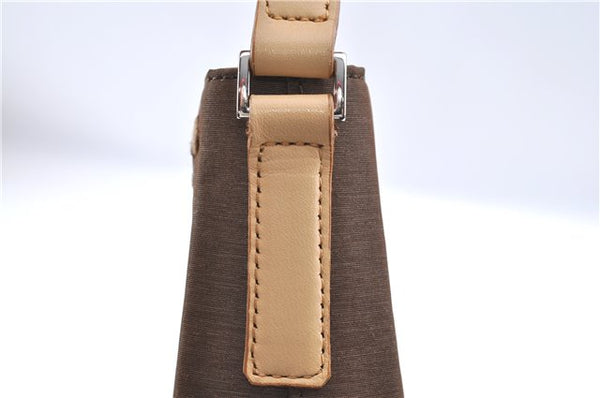 Authentic BURBERRY Vintage Nylon Leather Shoulder Hand Bag Purse Brown J2981