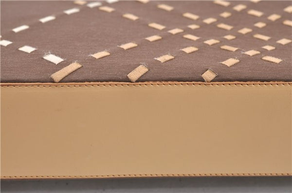 Authentic BURBERRY Vintage Nylon Leather Shoulder Hand Bag Purse Brown J2981