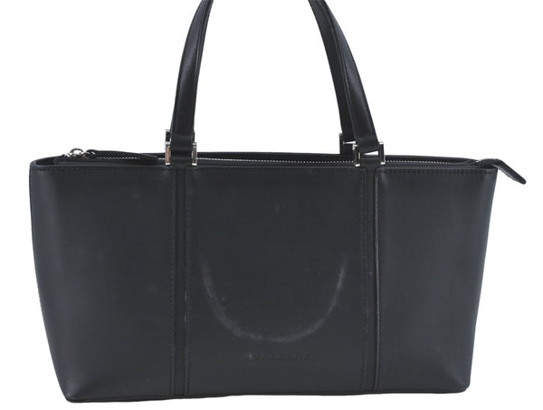 Authentic BURBERRY Vintage Leather Hand Bag Purse Black J2989