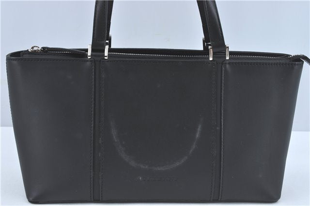 Authentic BURBERRY Vintage Leather Hand Bag Purse Black J2989