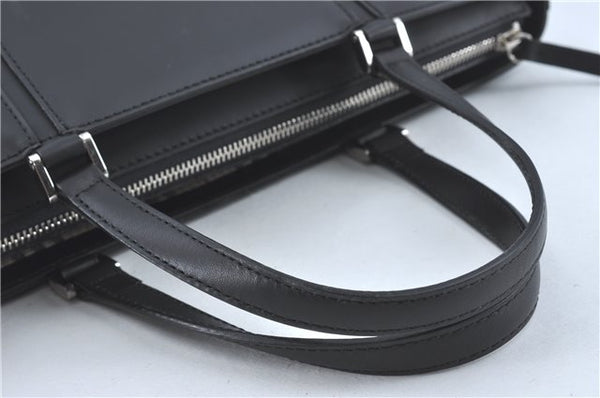 Authentic BURBERRY Vintage Leather Hand Bag Purse Black J2989