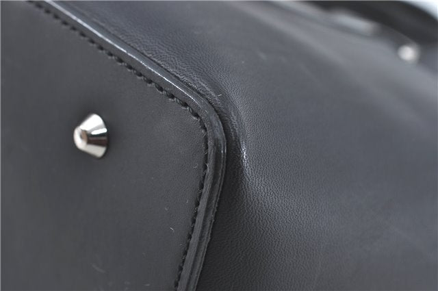 Authentic BURBERRY Vintage Leather Hand Bag Purse Black J2989