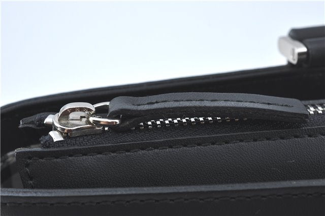 Authentic BURBERRY Vintage Leather Hand Bag Purse Black J2989