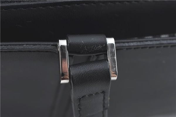 Authentic BURBERRY Vintage Leather Hand Bag Purse Black J2989