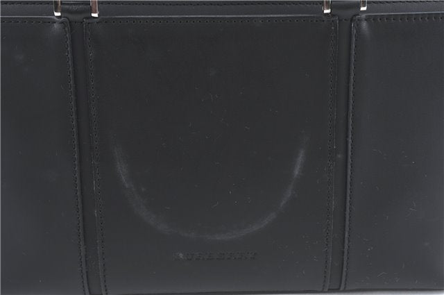 Authentic BURBERRY Vintage Leather Hand Bag Purse Black J2989