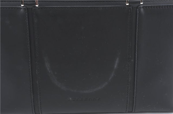 Authentic BURBERRY Vintage Leather Hand Bag Purse Black J2989