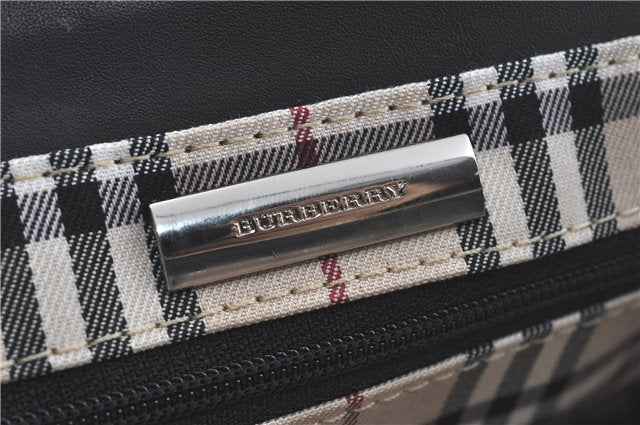 Authentic BURBERRY Vintage Leather Hand Bag Purse Black J2989