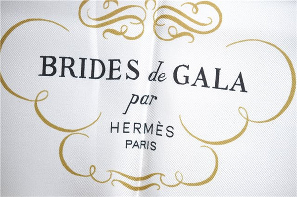 Authentic HERMES Carre 90 Scarf "BRIDES de GALA" Silk Red White Gray J3009