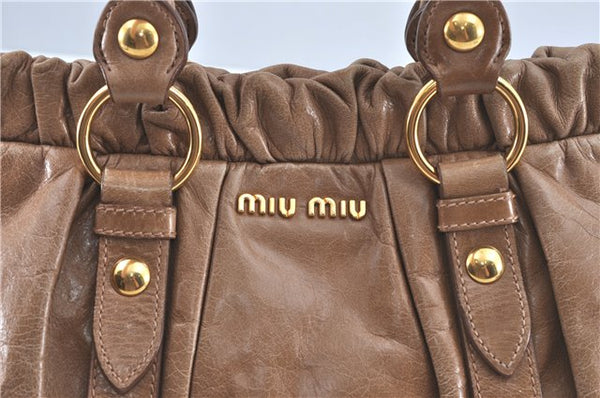 Authentic MIU MIU Leather 2Way Shoulder Hand Bag Purse Brown J3057