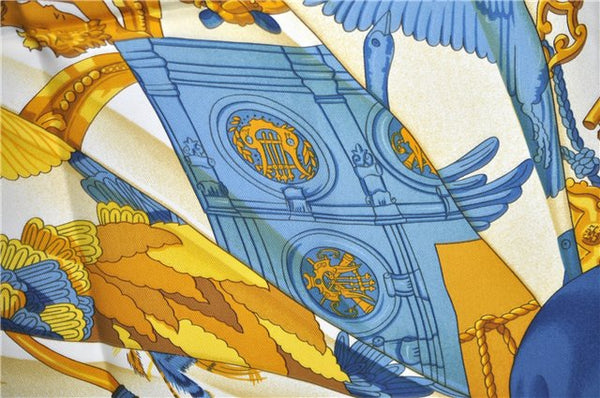 Authentic HERMES Carre 90 Scarf "SOLEIL De SOIE" Silk Green Gold J3060