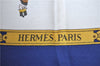 Authentic HERMES Carre 90 Scarf "LA PROMENADE DE LONGCHAMPS" Silk Blue J3085